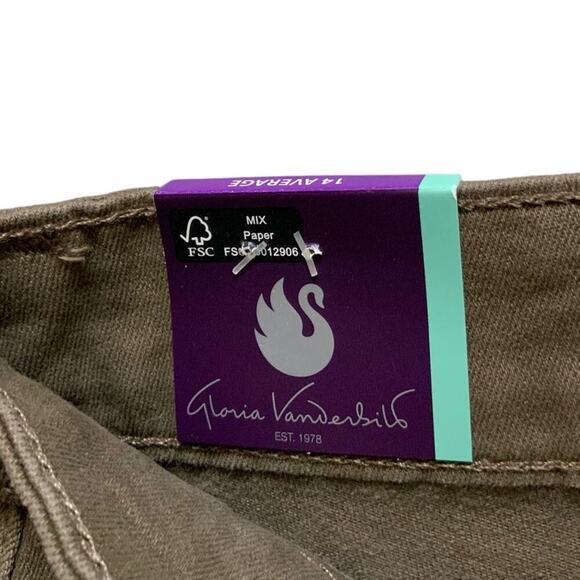 Gloria Vanderbilt Khaki Pants Women 14 Mid Rise Rail Straight Leg Stretch Casual - Picture 11 of 14